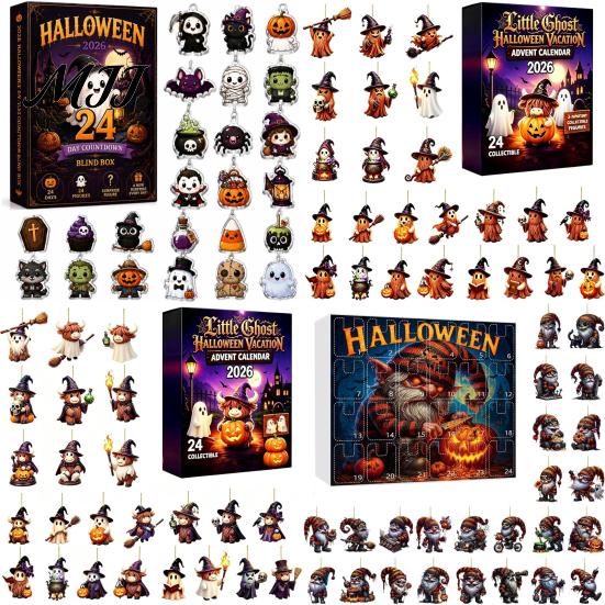 Seasonal Wall Decorations Halloween Advent Calendar 2026, 24 Days Surprise Countdown with Decorative Holiday Accents Acrylic Ornaments for Party