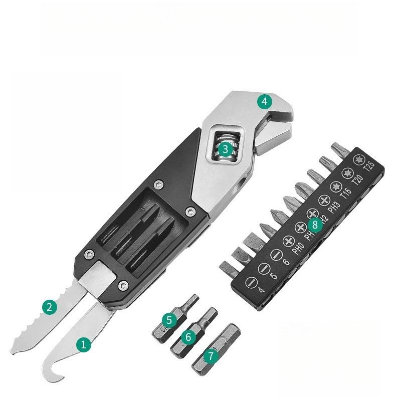 Stainless Steel Adjustable Wrench Folding Allen Wrench Multifunction Wrench with Screws