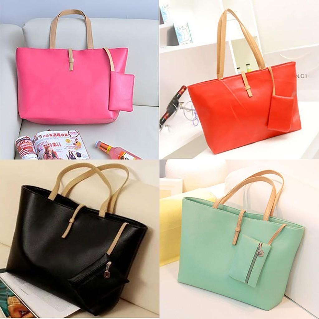 Elegant Women Shopping Tote Faux Leather Messenger Handbag With Spacious Compartments