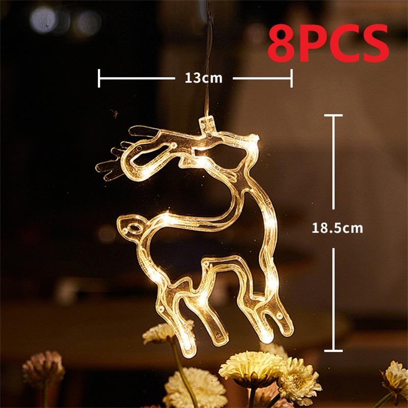 Christmas LED Light Snowflake Santa Hanging Sucker Lamp Window Ornaments Decoration for Home Xmas Navidad 2025 New Year Decor