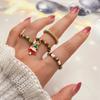2023 New Christmas Tree Ring Colorful Luxury Santa Claus Ring Christmas Girl 4 Piece Ring Set Gift Elk Donut Pendant Fashion Exquisite Stretch Ring