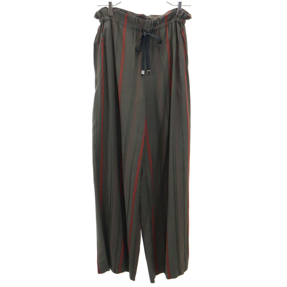 

AULA made in Japan Striped Pattern Long pants Brown Waist rubber Women Used