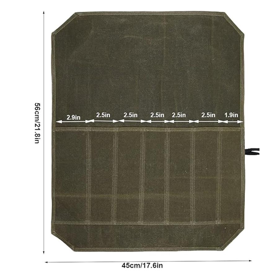 Canvas Knife Roll Bags Portable Knife Storage Roll Bags Chef Knife Carrier Waterproof Knife Roll Storage Bag with 7 Slots