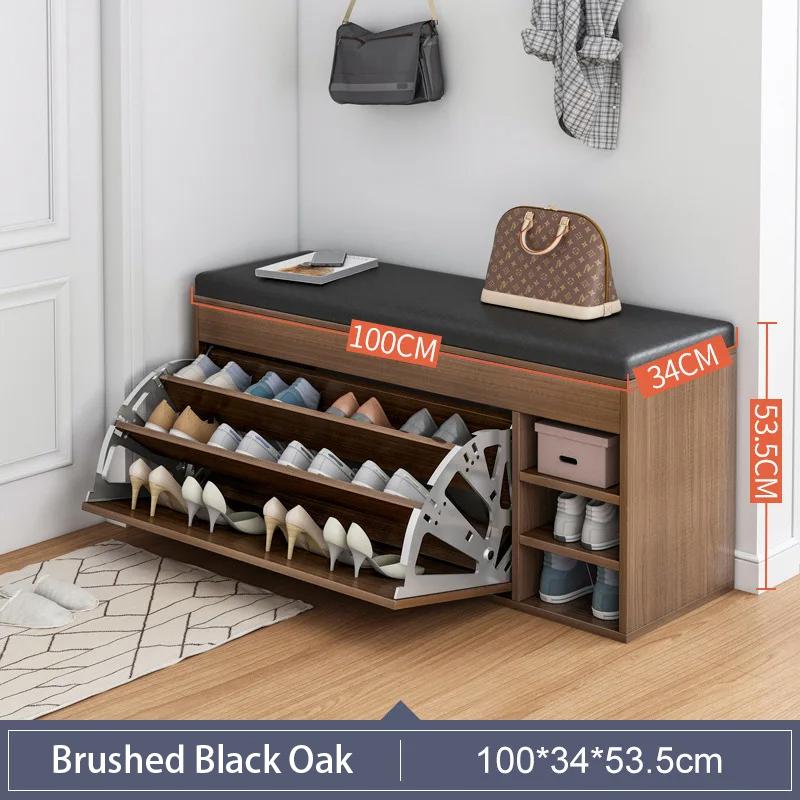 Leather Shoes Cupboards Furniture Simple Entrance Ultra Thin Flip Shoe Rack for Hallway Large Capacity Storage Hallway Bench