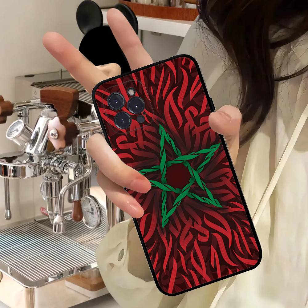 

M-Morocco Flag Phone Case For IPhone 17 16 15 14 13 12 11 Pro Max Plus Mini Soft Black Cover iPhone 14 pro