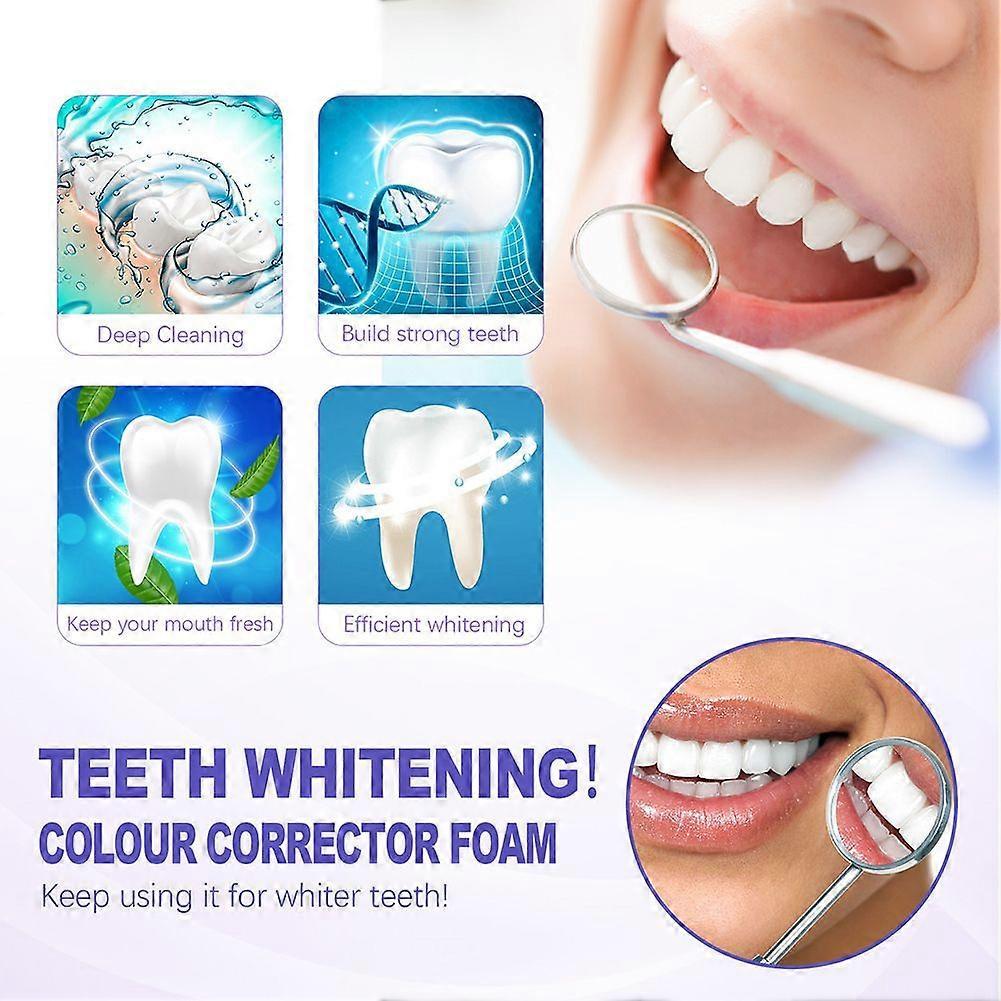 2x V34 Tooth Whitening Mousse Professional 45ml Purple Toothpaste Corrector Deep Cleaning  Stain Removal Foaming