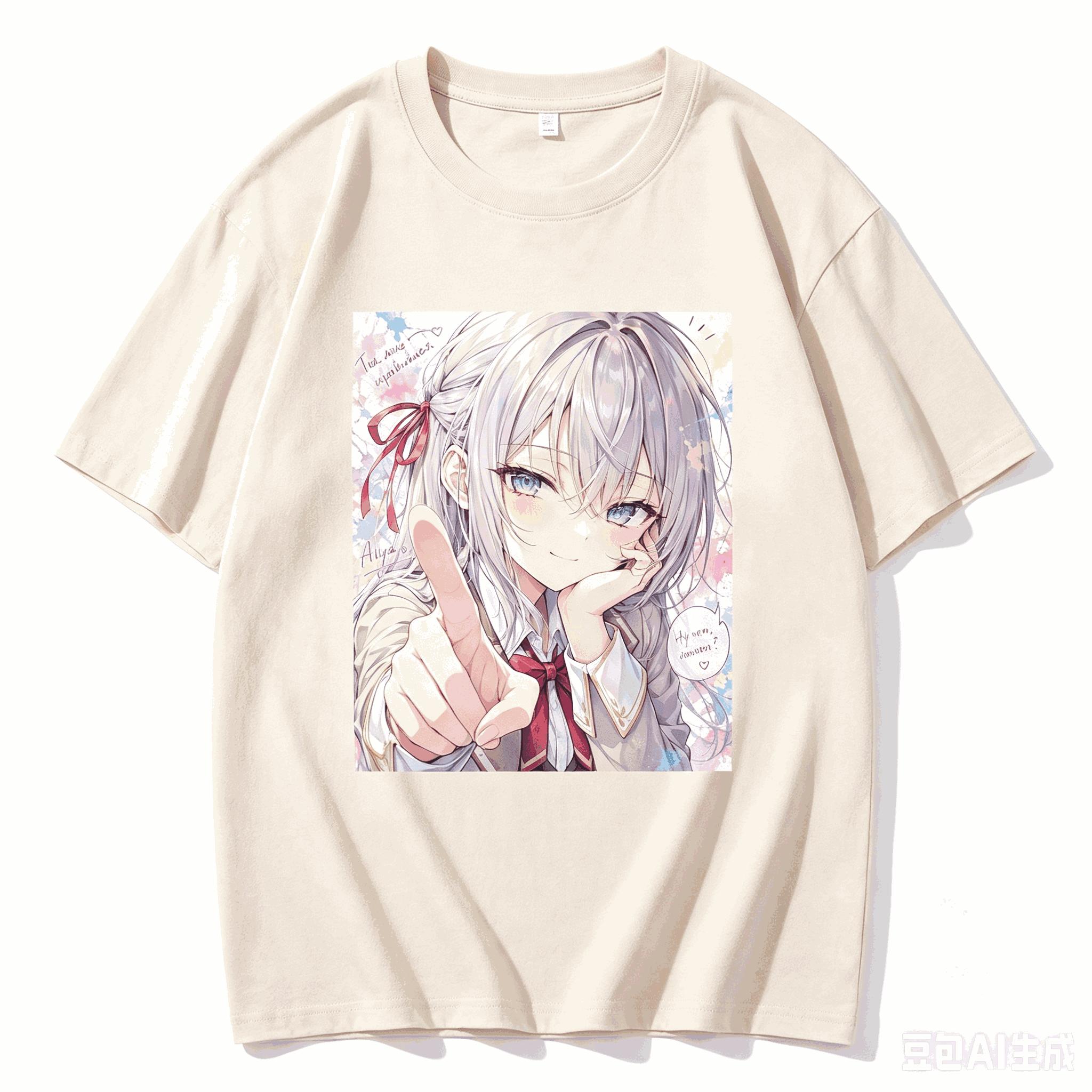 Alisa Mikhailovna Kujou Tokidoki Bosotto Roshiago de Dereru Tonari no Alya-san Zeigendes Porträt Grafik Rundhals Kurzarm Damen und Herren T-Shirt XXXL white
