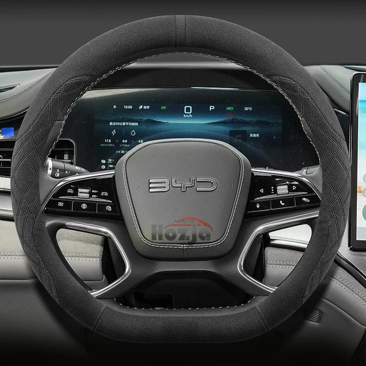 Suede Leather Car Steering Wheel Cover for BYD Song Plus SEAL U  2024 2025 2026 Non-slip Car-styling Auto Accessories