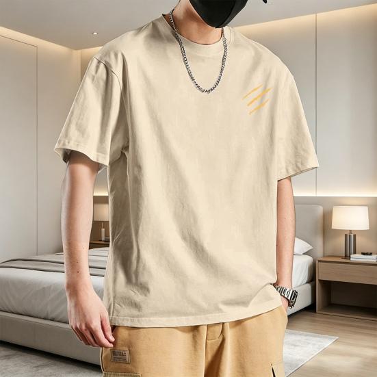Men Cotton Blend T-Shirt Casual Solid Color Crew Neck Summer Tee Breathable Loose Fit Stylish Tee Shirt for Daily Wear Beach Street