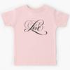 Romantic Black LOVE Calligraphy Script Lettering Blush Pastel Pink Kids T-Shirt