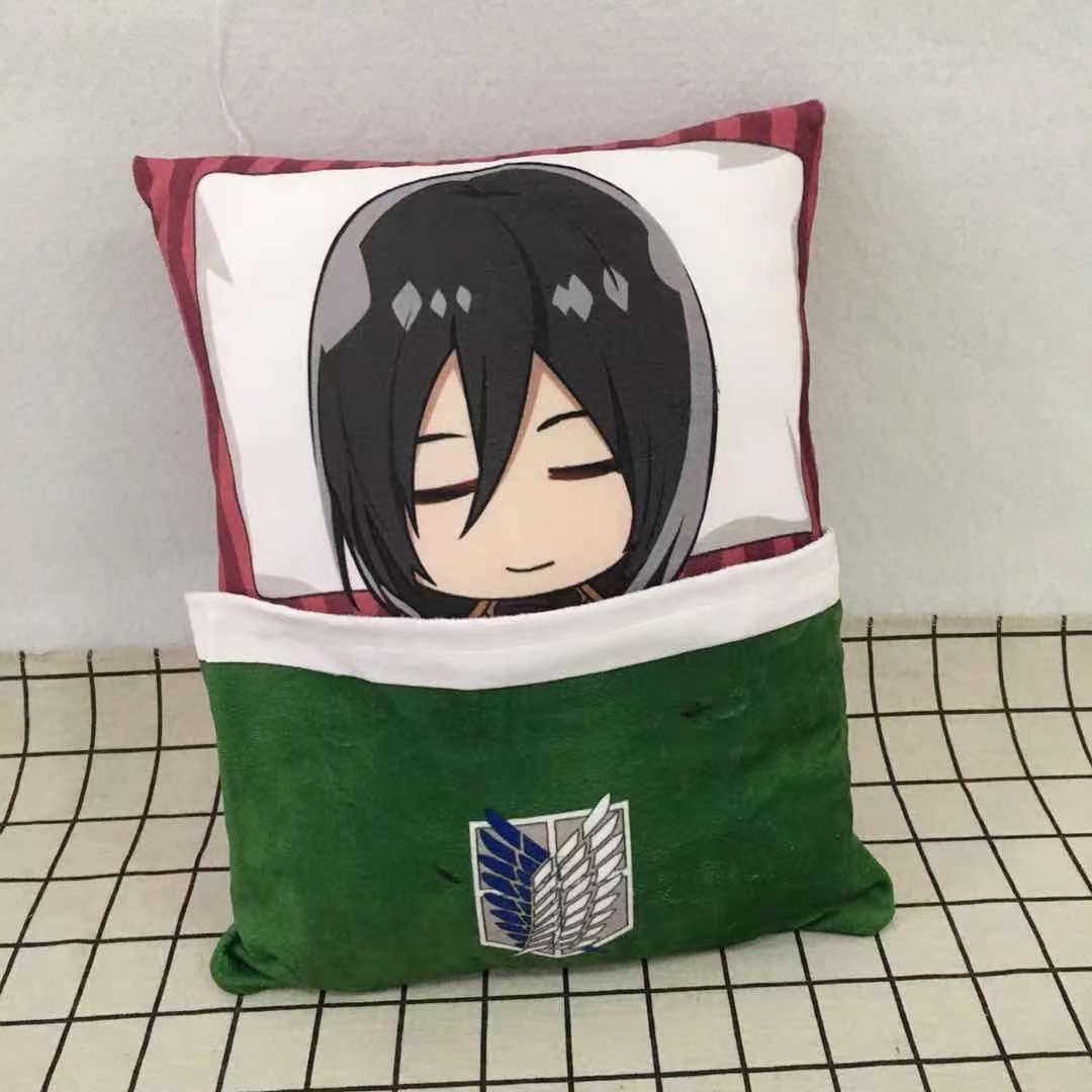 Attack On Titan Levi Ackerman Plush Toys Mikasa Eren Pillow Stuffed Toys Festival Birthday Gift 33x24cm