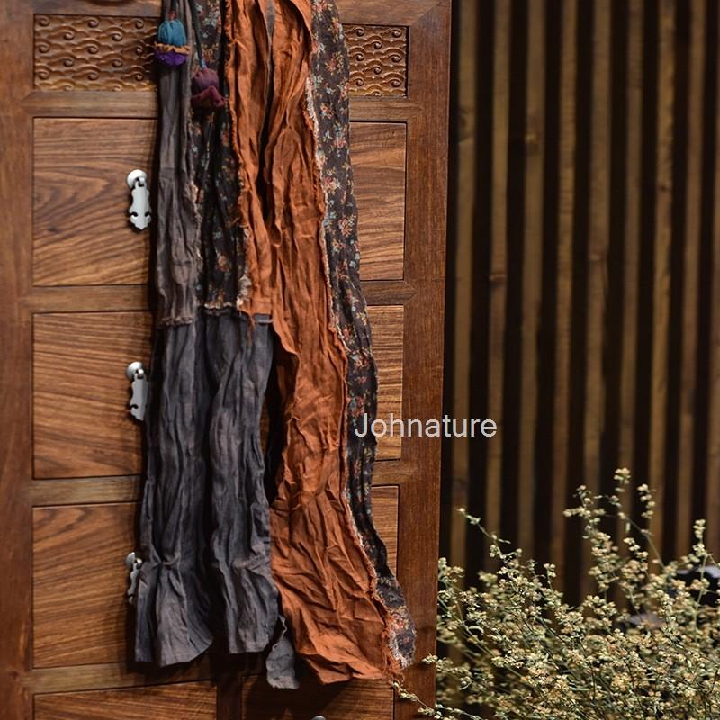 

Женские шарфы Johnature с цветочным принтом, винтажные шарфы