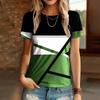 Summer Fashion Diagonal Stripe 3D Printed T-shirt Women Street Casual Harajuku T-shirt Women Round Neck T-shirt Tops Clothing