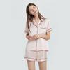 Women's Summer Butterfly Embroidery Silk Pajama Set - 19 Momme 100% Mulberry Silk, Short Sleeve & Shorts