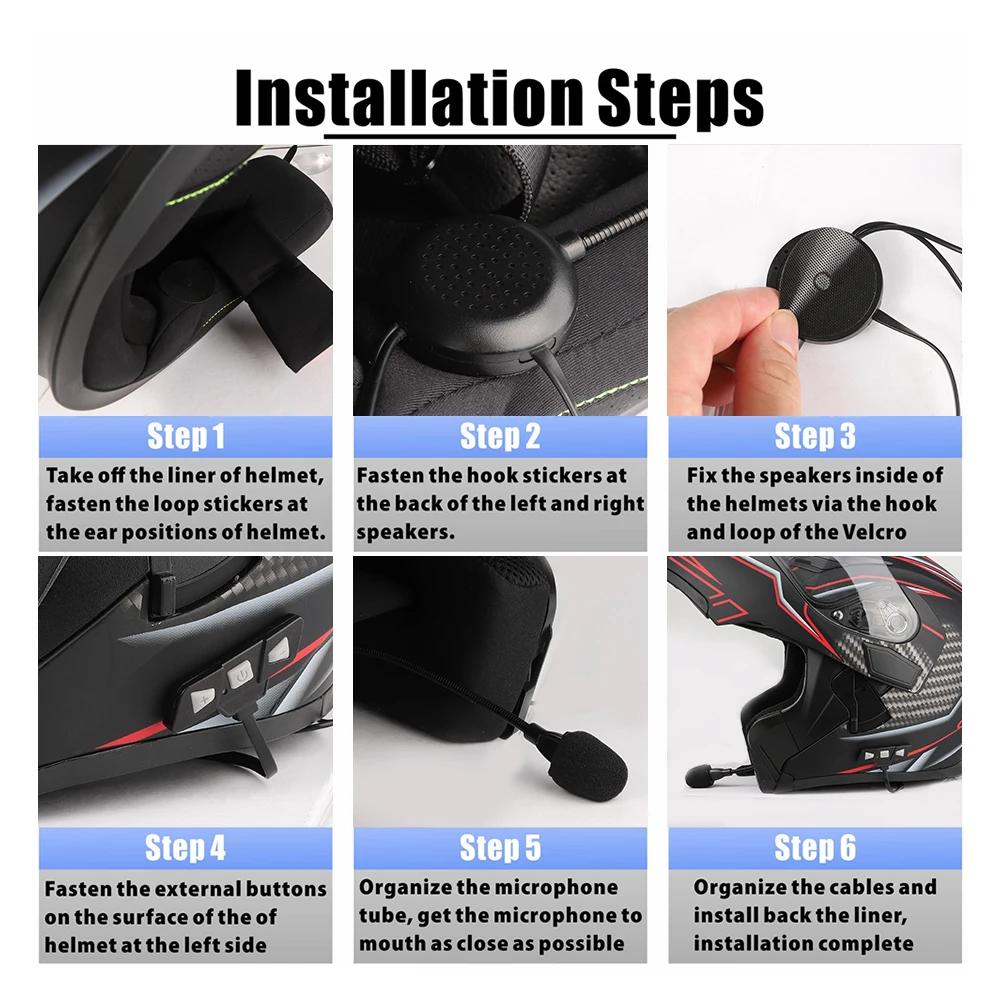 Motorcycle Helmet Headset Bluetooth 5.2 Earphone Wireless Handsfree Stereo Music Player with Mic Noise Reduction Headphone for Rider
