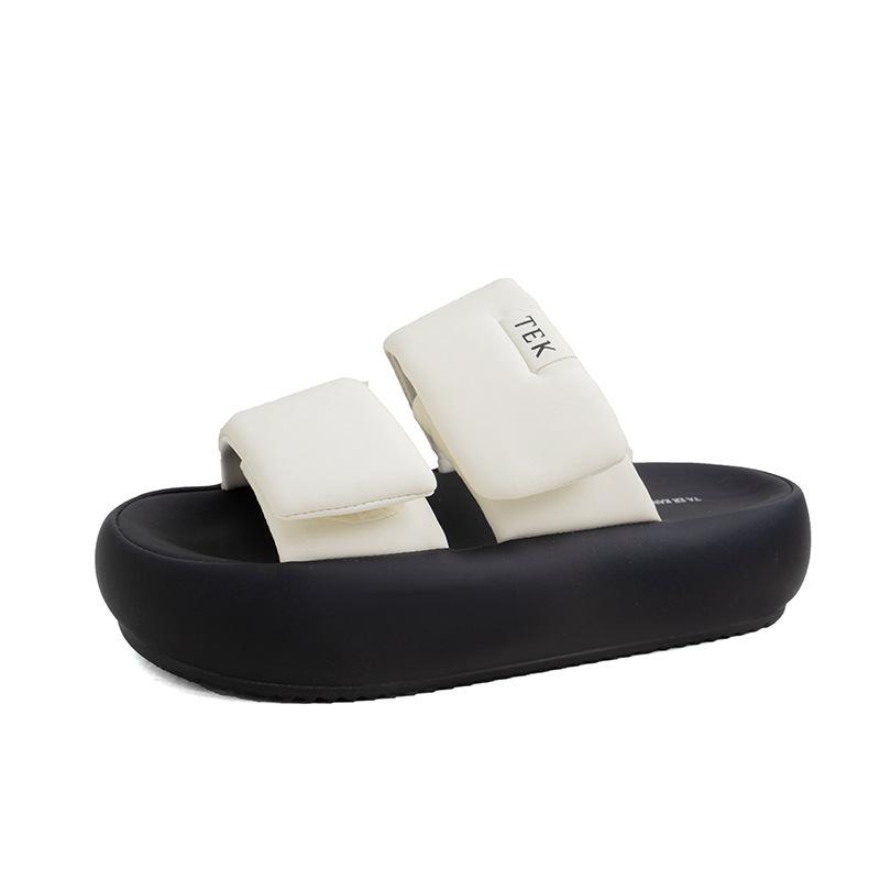 

Cool slippers women s summer wear 2025 new thick-soled casual beach sandals women s summer bread flip 40 белый