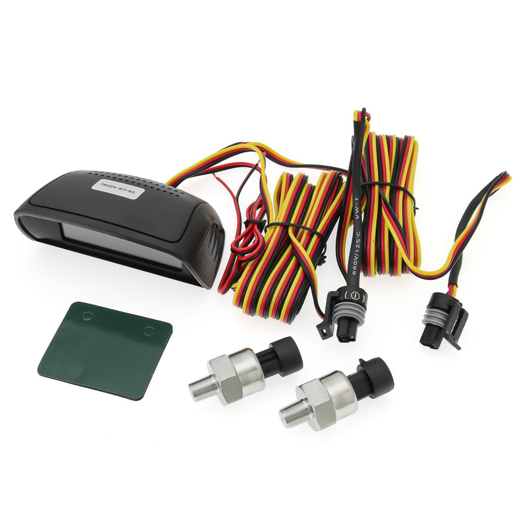 ZMFJH Dual Car Gauge 0-1.2Mpa Double Oil Pressure Meter with Sensor 1/8NPT,M10X1.0 LCD Meter with Buzzing Flash Alarm 12V24V