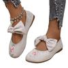 New Embroidered Bow Flat Mary Jane Single Shoes Women's Overfoot Lightweight Work Shoes