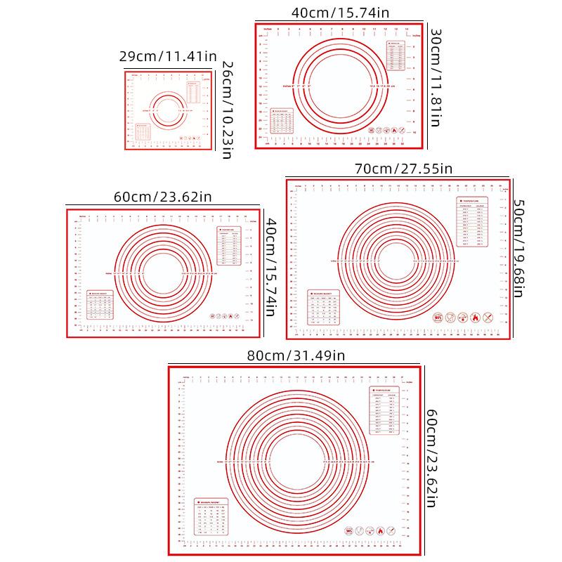 

Антипригарный коврик для выпечки для кондитерских изделий, раскатывания теста и замешивания - Идеально подходит для печенья и пирогов - Кухонный инструмент со шкалой для праздничной выпечки 40*30cm чёрный/красный