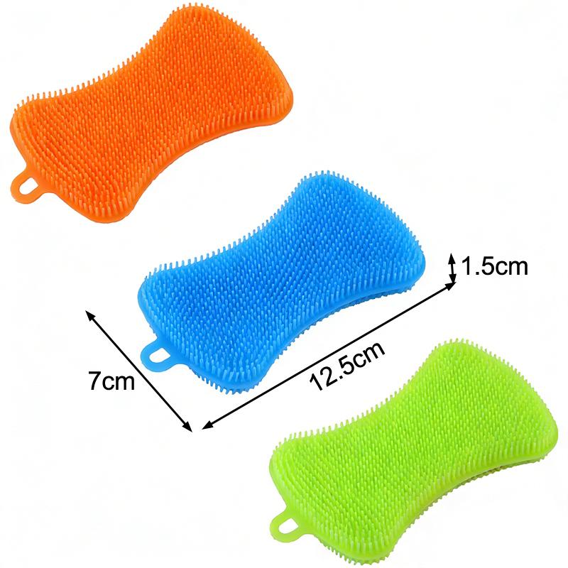 3Pcs Silicone Dish Sponges Food-Grade Multi-Purpose Efficient Sponge Kitchen Gadgets Especial Delicate Kitchen Sponge Brush