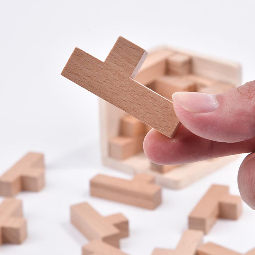 Color Boxed Decompression Assembled Blockss Wooden Three-dimensional Puzzles Kongming Lock Educational Toys Lu Bans Lock