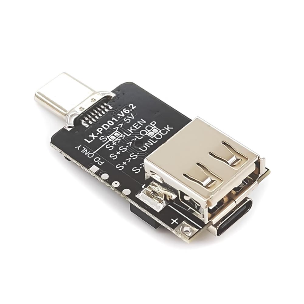 

100W 5A USB Type-C QC Decoy Trigger Board PD 2.0 3.0 Trigger Adapter Cable Connection Polling Detector 5V 9V 12V 15V 20V Output чорний
