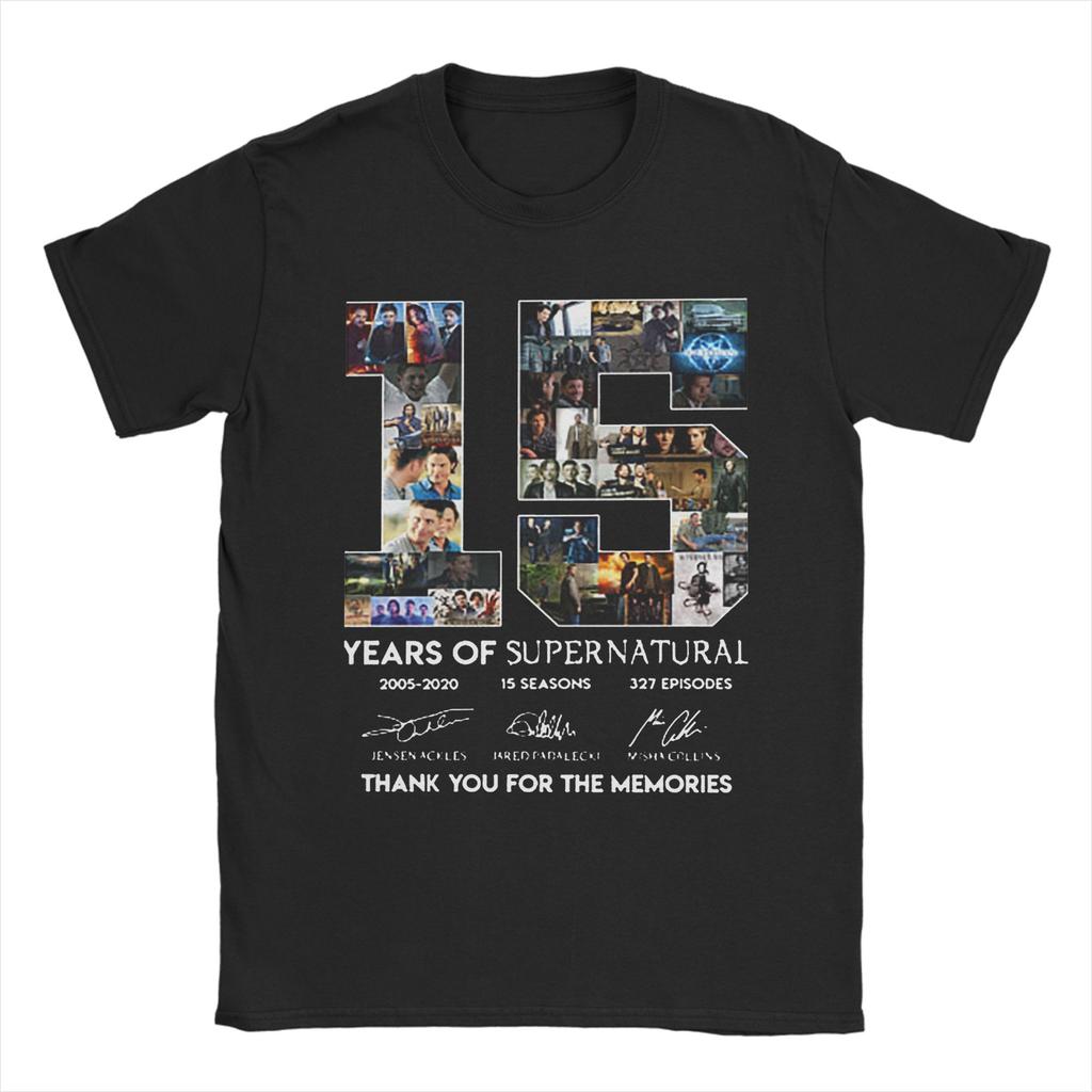 Supernatural Chibi Team T Shirts for Unisex Unisex Pure Cotton Vintage TShirt Round Collar  Tees Short Sleeve Tops 4XL 5XL 6XL
