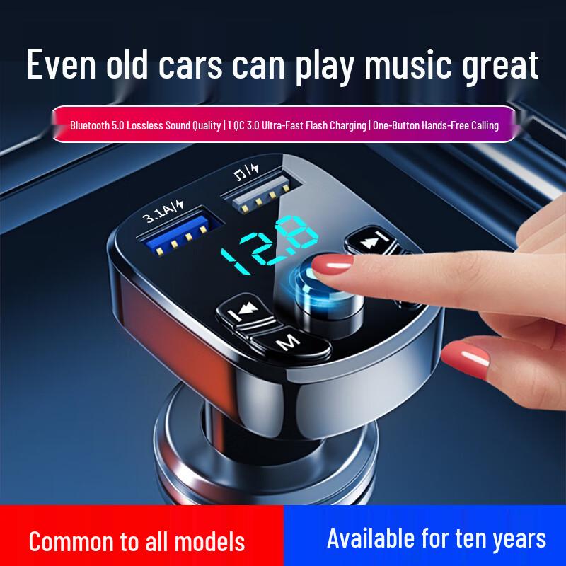 Car Bluetooth FM Transmitter & MP3 Player with QC3.0 Charger