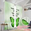 2pcs 2D flat printing Curtains Green Butterfly Peaceful Message Polyester Without Electricity Festive Holiday Use for Festive