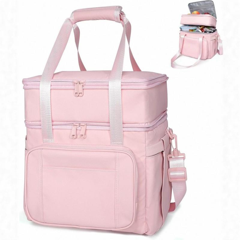Insulated Lunch Bag Double-Layer Leakproof Cooler Tote Crossbody Handheld Work Outdoor Picnic Travel