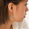 Stainless steel color-block circle earrings, niche high-end ear pendants, Instagram style titanium steel hoop earrings