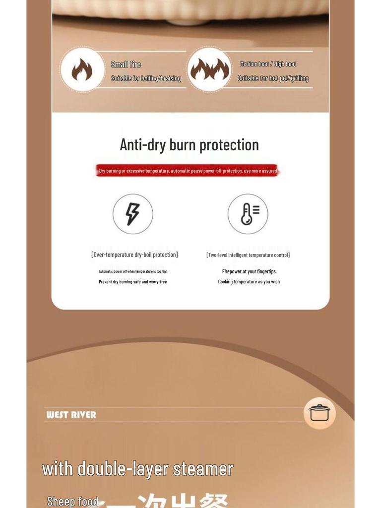 German Multifunctional Electric Cooking Pot: Fry, Steam, Boil, and Cook Rice with Non-Stick Surface