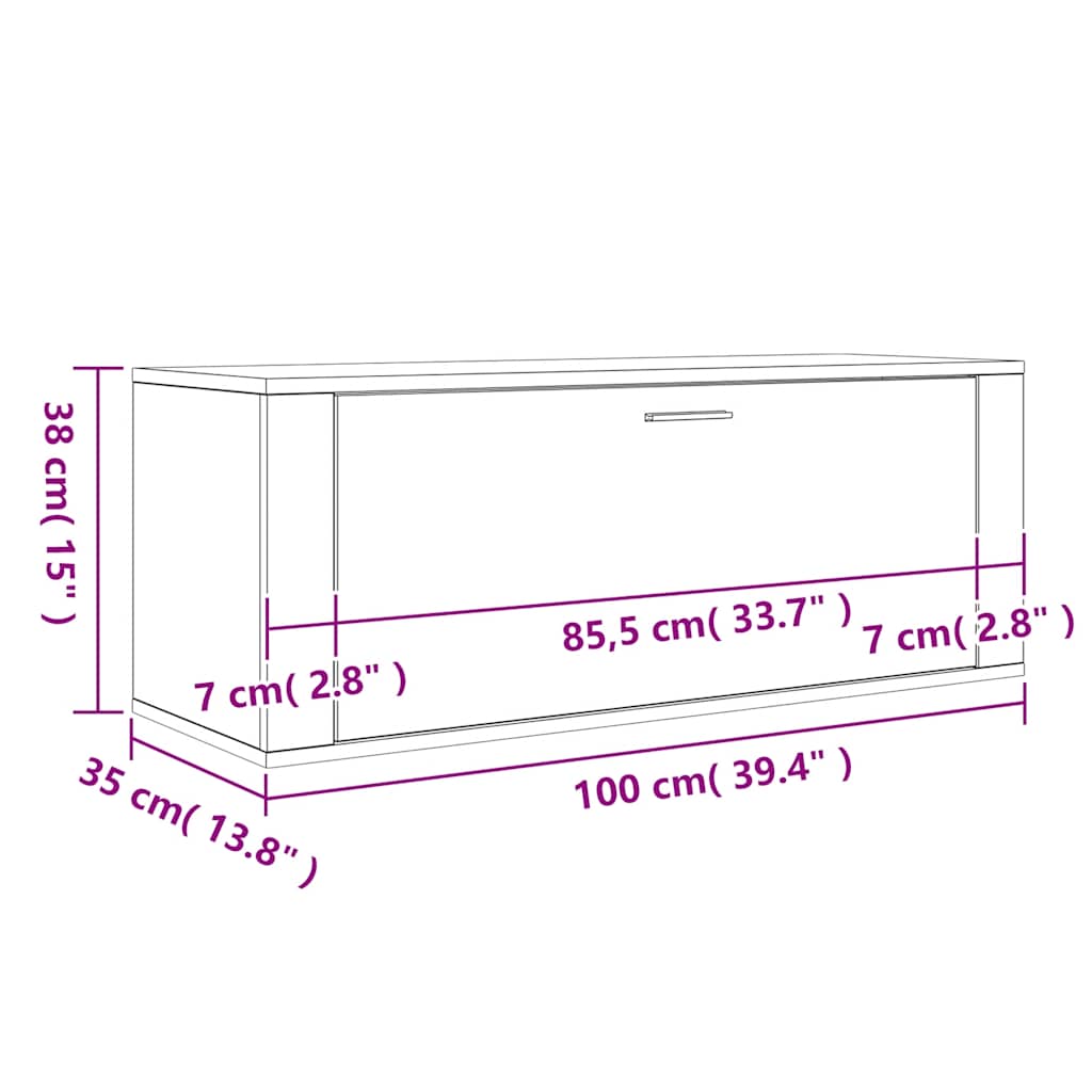 Wall Mounted Shoe Cabinet Gray Sonoma 100x35x38 cm Particleboard