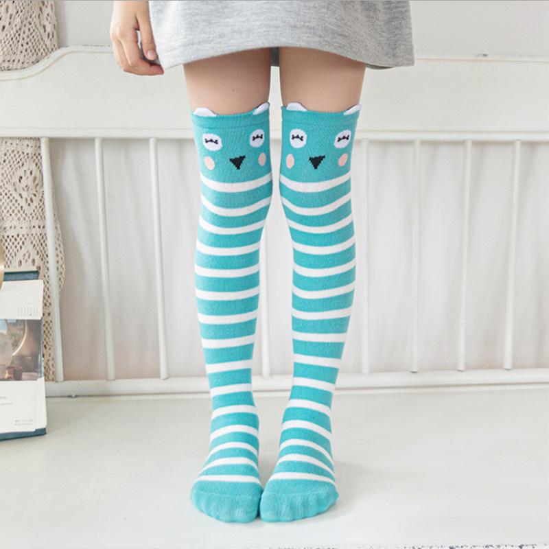 Kids Knee High Socks Cotton Cartoon Animal Striped Long Socks For Boys Girls Toddler School Trendy Comfortable 2-12 Years