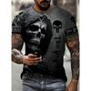 Horror Death Summer Men's Breathable Round Neck T-Shirt Skull Print Halloween Streetwear Hip Hop Casual Outdoor Top