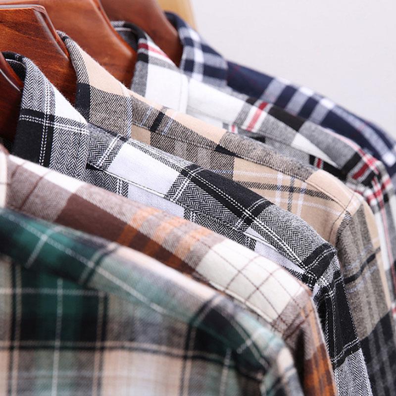 10XL 11XL 100% cotton Autumn Winter Fat men's shirt Long sleeve high quality wool fashion plaid casual non-ironing