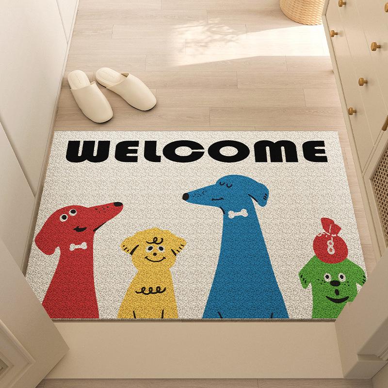 

Cartoon Entry Floor Mat Pvc Floor Mat Silk Circle Entryway Wear-resistant and Dirt-resistant Floor Mat Entry Door Easy Care Mat 40x60CM