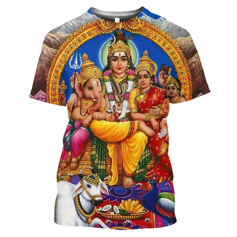 

Hindu god men s T-shirt, religious belief 3D printed Aslan Vishnu devotee cosplay T-shirt, hip-hop outdoor sports top XXS