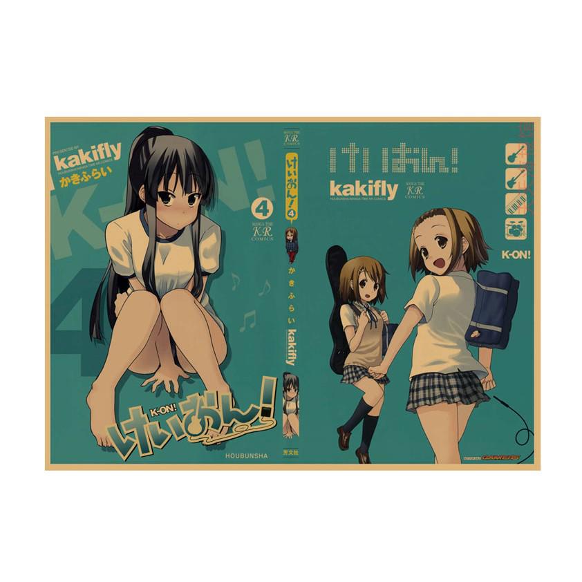 K-ON! Kraft Paper Anime Poster for Dorm, Bar, or Cafe Wall Décor.