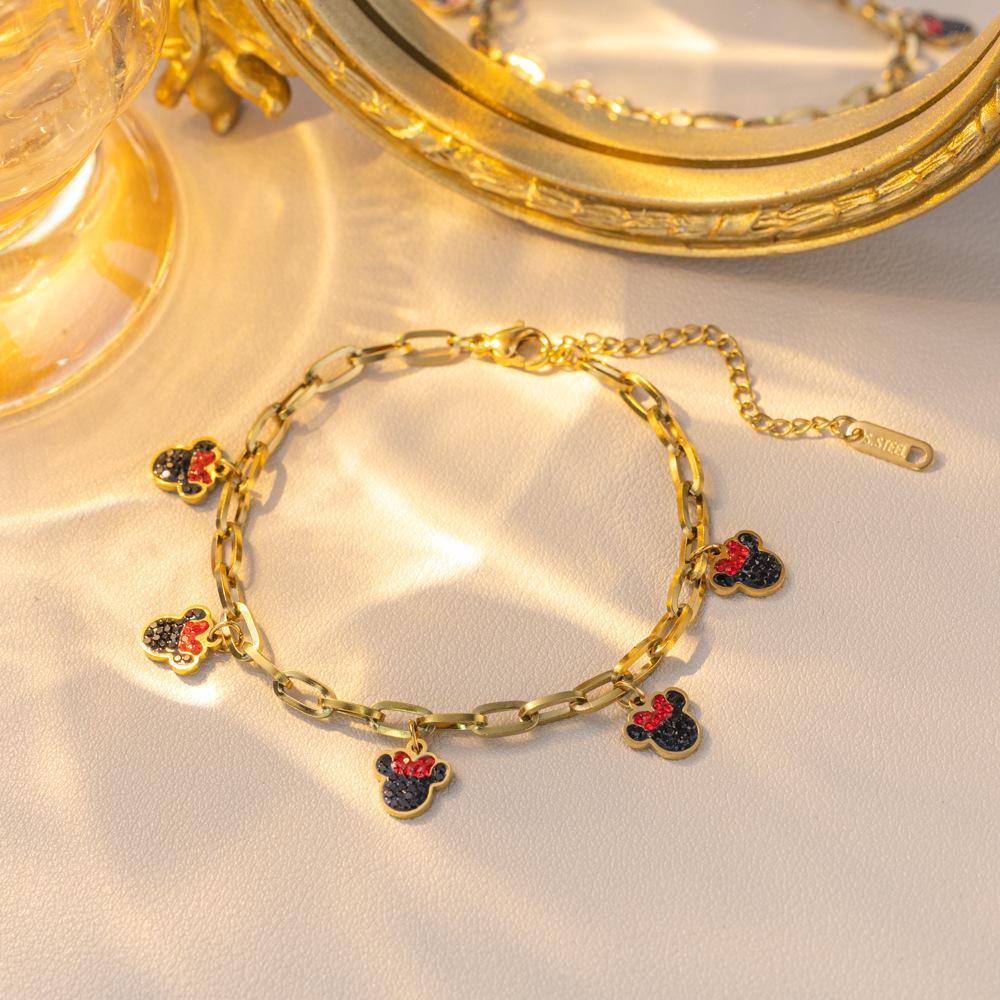 Elegant 18K Gold Titanium Steel Bracelets: European & American Fashion, Non-fading, Women's Versatile Personality Hand Jewelry