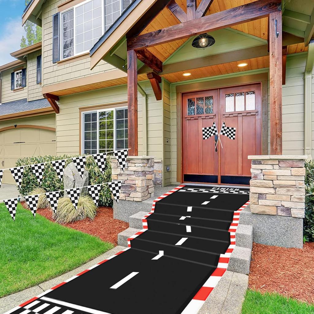 10 Feet Long Racetrack Floor Running Racer Party Decoration Mat Fold Race Tracks Decor Running Mat Drag Car Racer Party Supplies For Road Racing Car