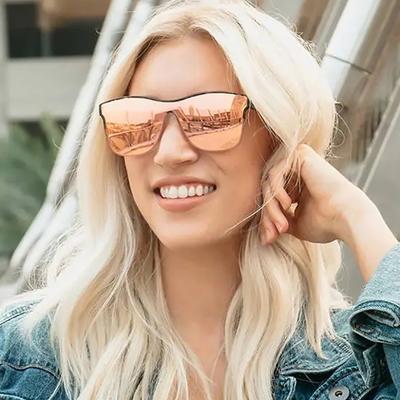 Fashion Pink Women's Sunglasses Stylish One-piece Lens UV400 Protection Vintage Summer Shades for Outdoor Driving