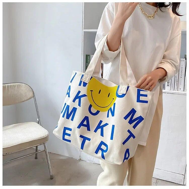 Холщовая сумка женская большая вместительная сумка Новинка 2023 года на молнии с принтом — фото 9