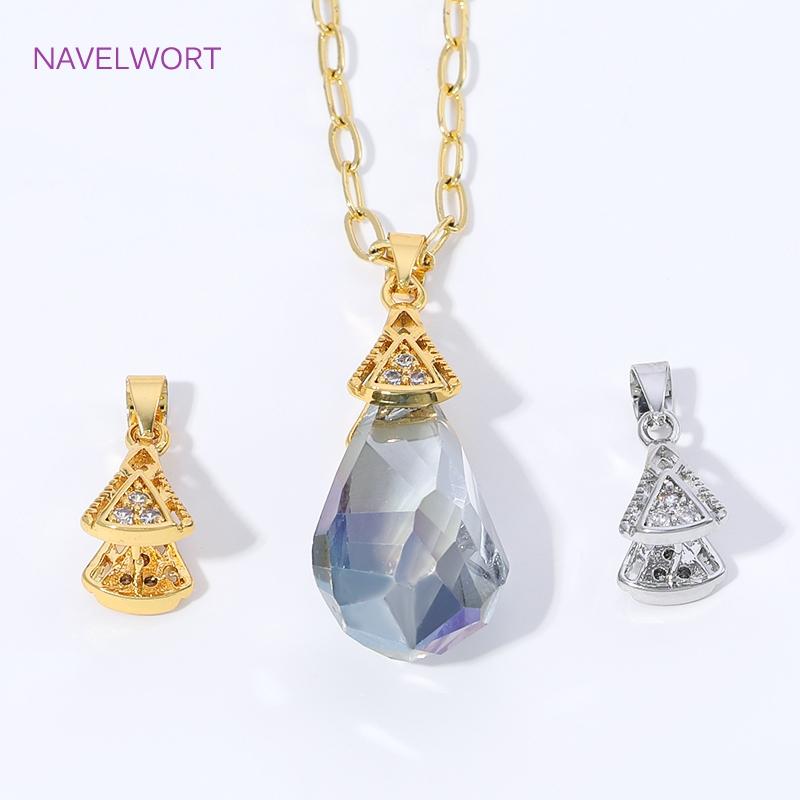 18K Gold Plated Brass Pendant Pinch Bail For Jewelry Making,With Zircon Bail Holder For Pendant,DIY Necklace Accessories