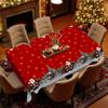 Red Christmas Tablecloth, Snowflake Santa Snowman Pattern, Round Dining Table Cloth Light Luxury Coffee Table Cloth