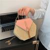 Korean Style Trendy Woven Hexagonal Women's Straw Crossbody Bag with Tassel Chain