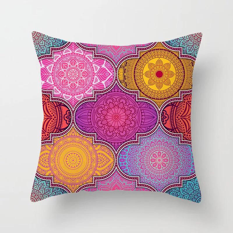 Bohemian Geometric Square Pillowcase Ethnic Retro Sofa Pillow Cover Home Decorative Cushion Cover 45x45cm Throw Pillow Case
