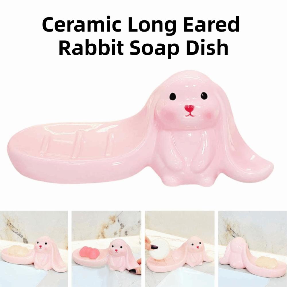 Soap Box Long Eared Rabbit Soap Holder Pink Bathroom Decor Organizer Rabbit Soap Dish  Household