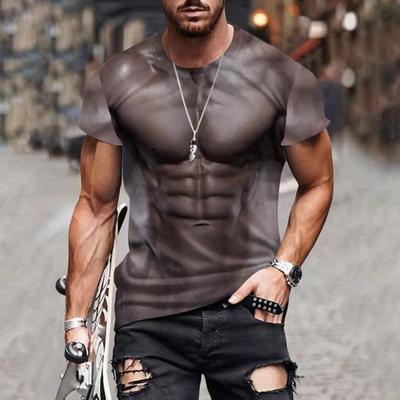 Summer T Shirts Fashion Trend Fun 3D Printing Men's Personalized Fake Muscle Printed T-shirt Street Casual Comfortable Short Sleeved Top