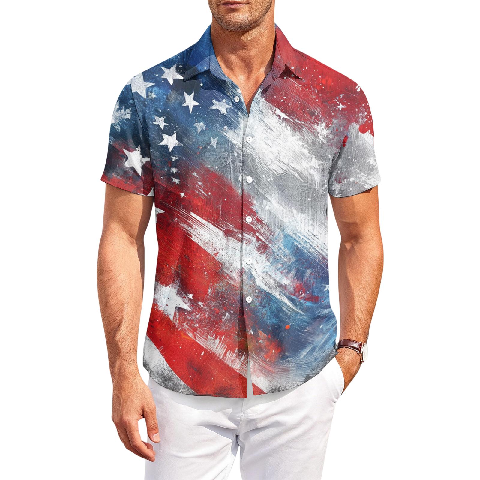 Men s Casual Short-Sleeve Collared Shirt M